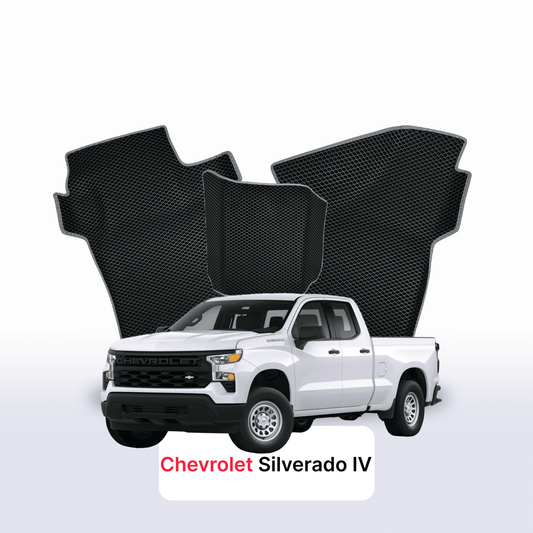 Fußmatten EVAMATS für Chevrolet Silverado (T1XX) 4. Generation 2019-2025 Jahr PICK-UP Doppelkabine Doppelt