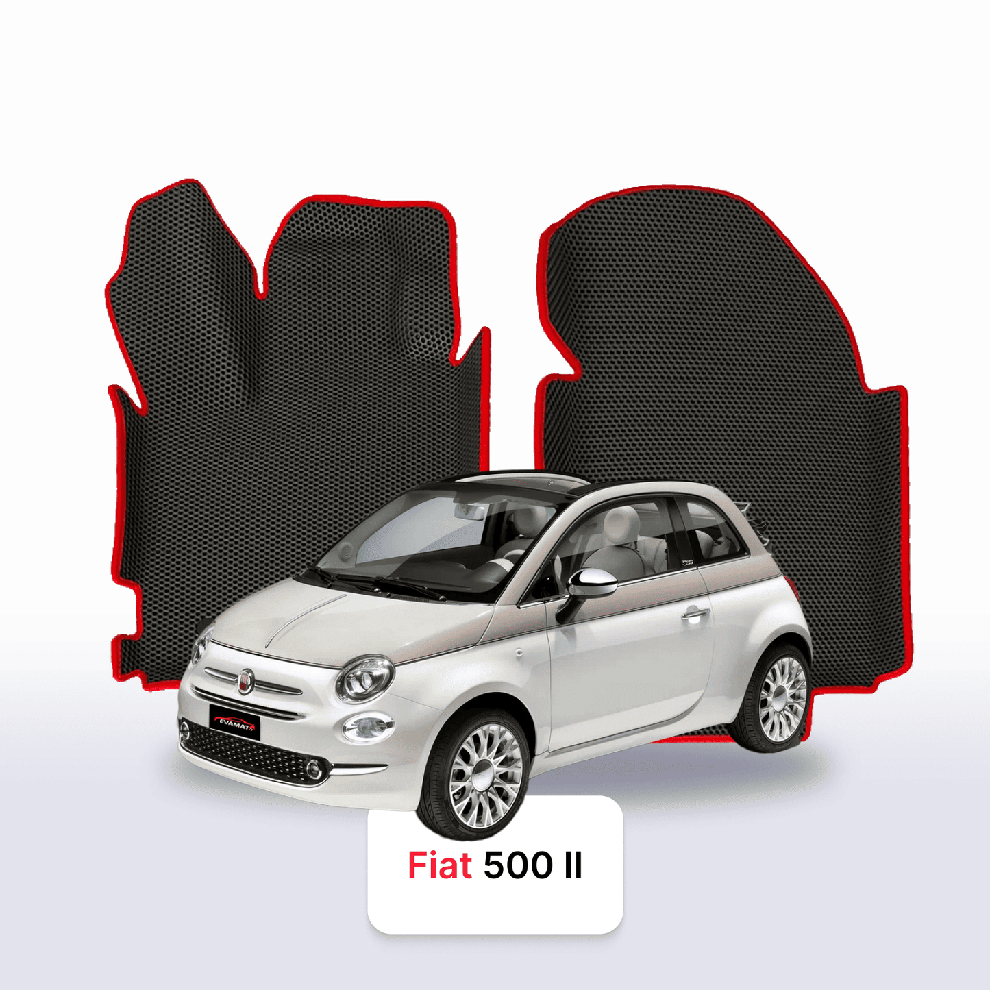 EVAMATS Automatten für Fiat 500 2. Generation 2007–2020, Fließheck, 3 Türen, Cabrio