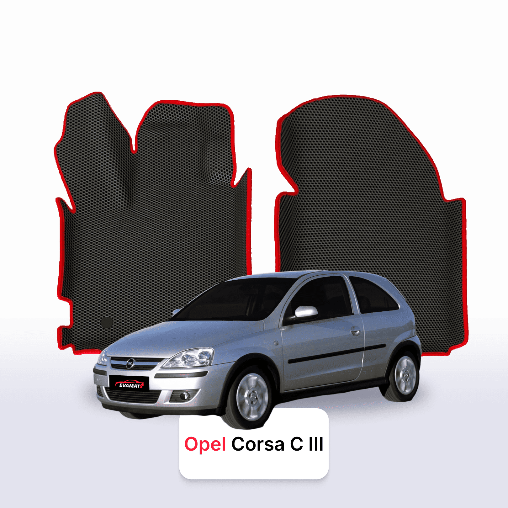 Fußmatten EVAMATS für Opel Corsa C 3 gen 2000-2006 jahr SCHÄGHECK 3 türer