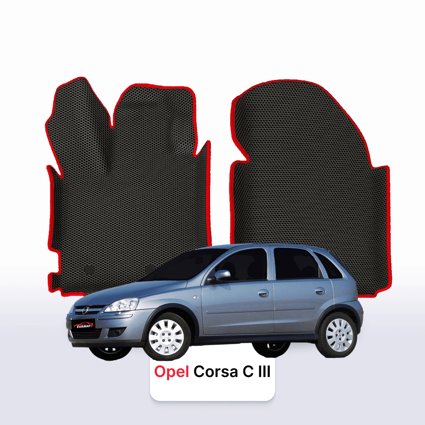 Fußmatten EVAMATS für Opel Corsa C 3 gen 2000-2006 jahr SCHÄGHECK 5 türer