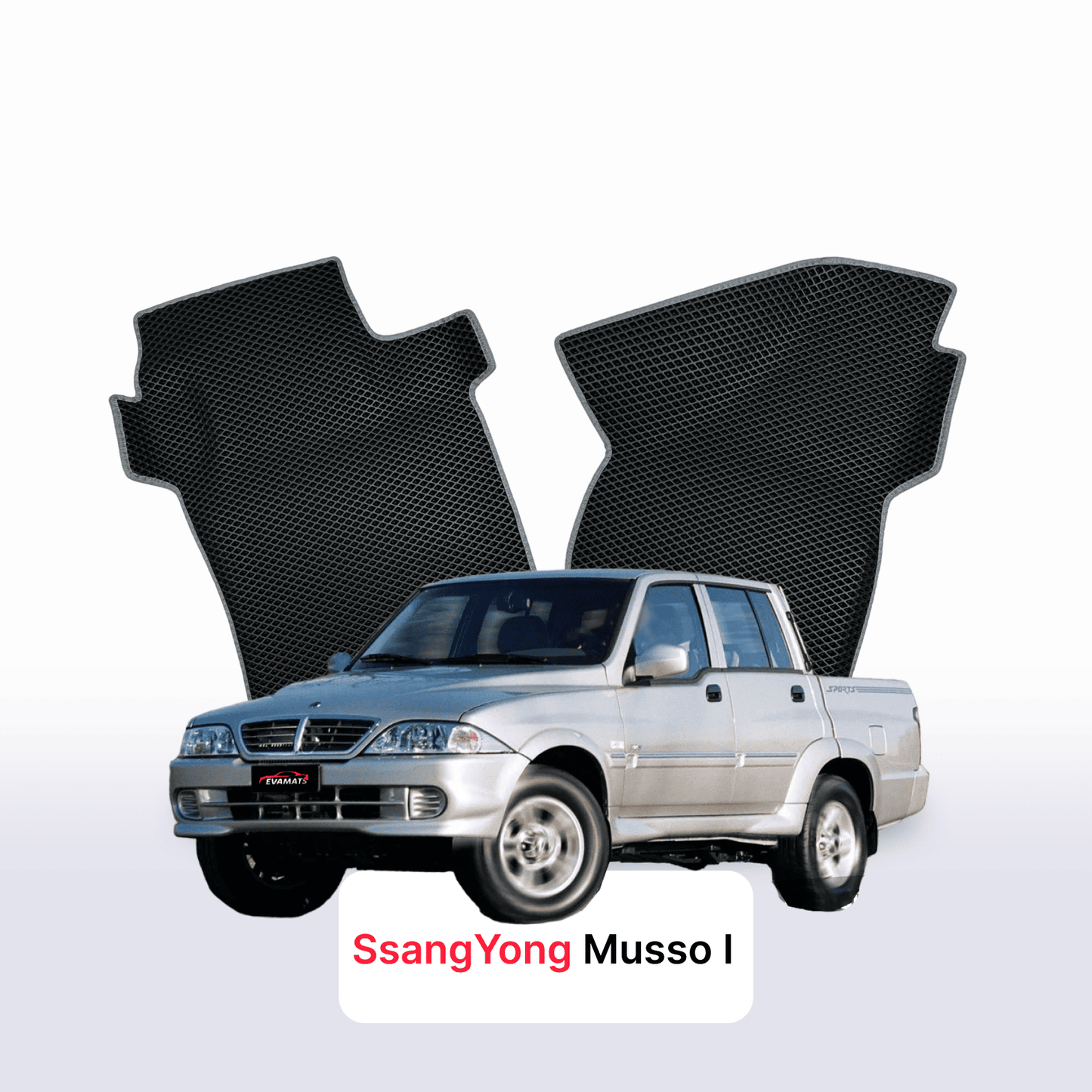 Fußmatten EVAMATS für SsangYong Musso 1 Gen 1998-2006 Jahr PICK-UP Doppelkabine